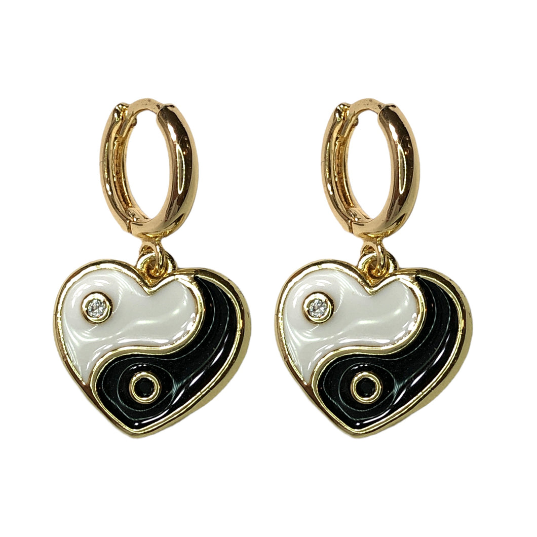 Heart Yin-Yang Huggies